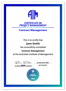 AIM Contract Management Digital Certificate