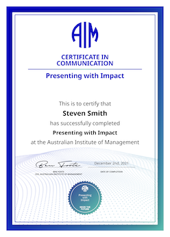 AIM Presenting For Impact Digital Certificate