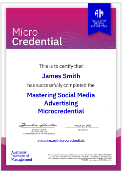 AIM Microcredential in Mastering Social Media Advertising Digital Certificate