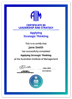 AIM Digital Certificate Applying Strategic Thinking