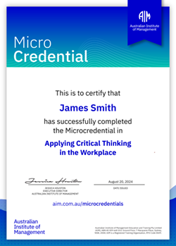 AIM Microcredentials Applying Critical Thinking in the Workplace Certificate