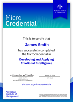 AIM Microcredentials Developing and Applying Emotional Intelligence Certificate