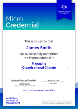 AIM Microcredentials Managing Organisational Change Certificate