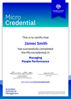 AIM Microcredentials Managing People Performance Certificate