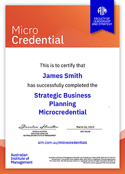 AIM Digital Certificate - Microcredential in Strategic Business Planning